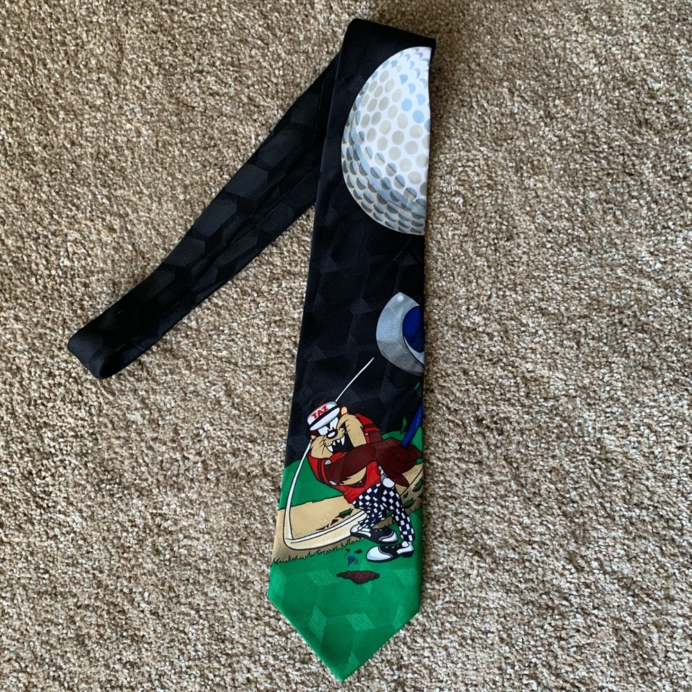 Vintage Looney Toons Taz Golfing Neck Tie - Picture 1 of 3